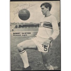 Signed picture of Plymouth Argyle footballer Bobby Saxton